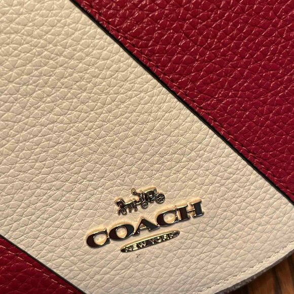 BRAND NEW WITH TAGS COACH CHALK/RED C1429 LEATHER PIECING ELLEN PURSE - Picture 2 of 12